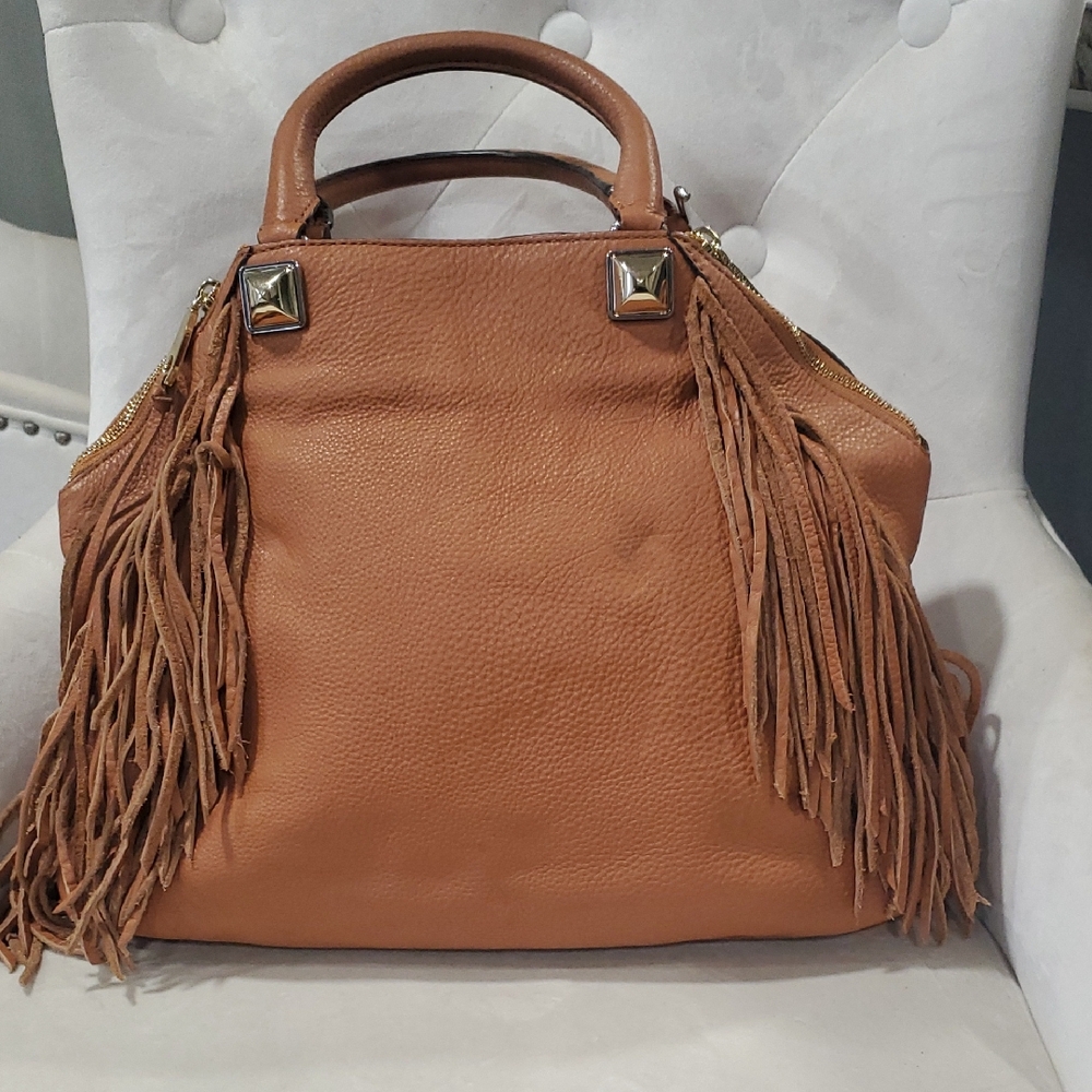 Flawed Rebecca Minkoff Tan Leather Fringe Hand Bag - Picture 1 of 17